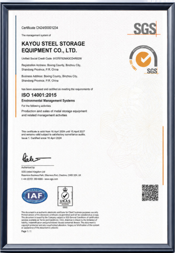 ISO 14001 Certificate